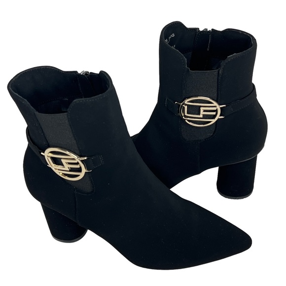 LONDON FOG TORI Black Winter Block Heeled Zip Ankle Boots Size 7 - Picture 2 of 14